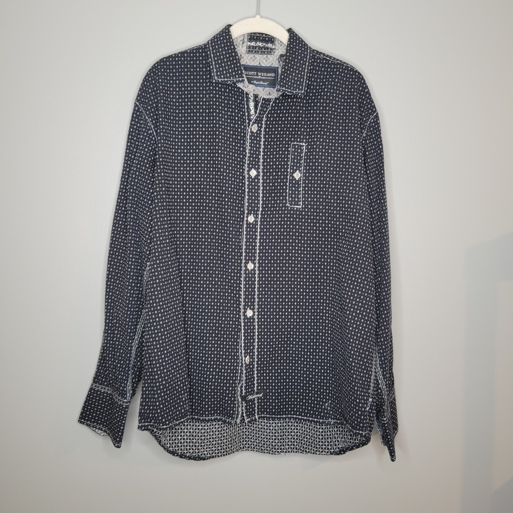Scott Weiland English Laundry Mens XXL Black Button Down Cotton STP Rockabilly - Picture 3 of 16